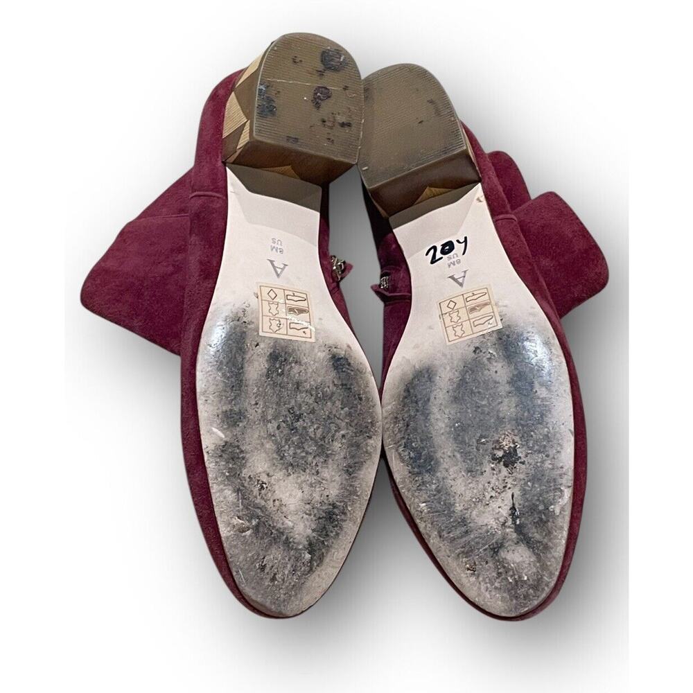 Anthropologie Women Burgundy Suede Ankle Boots Size 8 - Picture 4 of 5